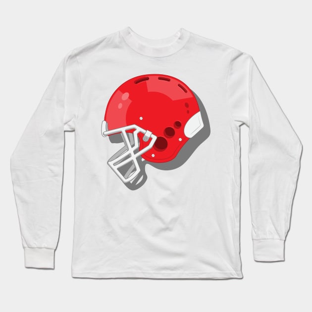 Red Football Helmet Long Sleeve T-Shirt by acidmit